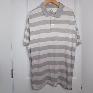 Ry Casuals Men's Short Sleeve Polo Shirt in Gray and White Stripe size XL